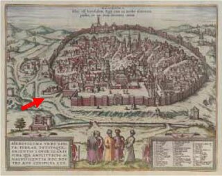 Средневековый град Иерусалим. Источник: Хогенберг Фрац, около 1590 Image Лепрозорий святого Лазаря в Иерусалиме, XVI в.